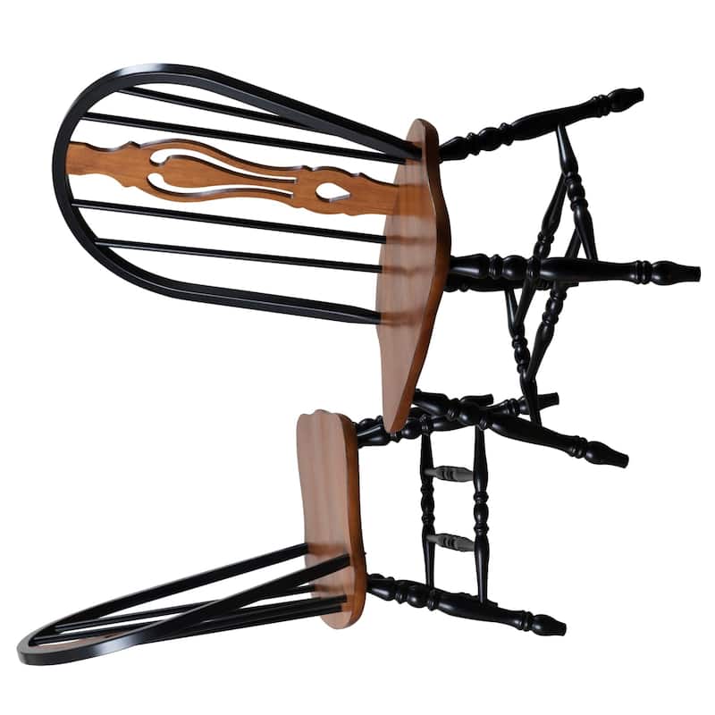 Distressed Wooden Side Chairs - 41" - Brown and Black - Set of 2