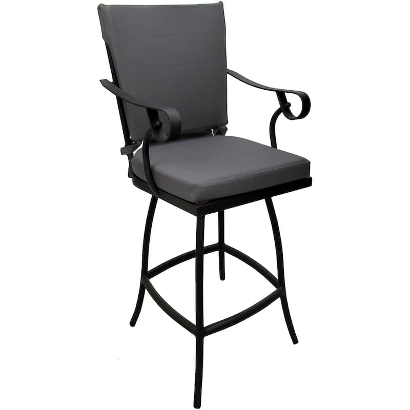 Outdoor or Indoor Counter 26", 30" or Extra Tall 34" Bar Stool - Jamey - Dark Gray Linen - Black - Counter Height