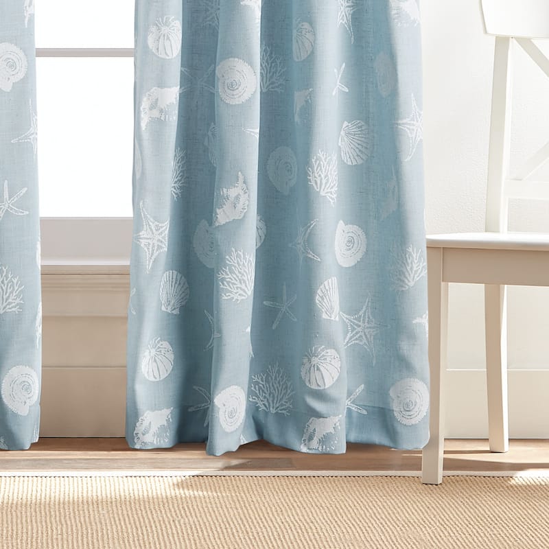 Coastal Seashells Rod Pocket Curtain Panel