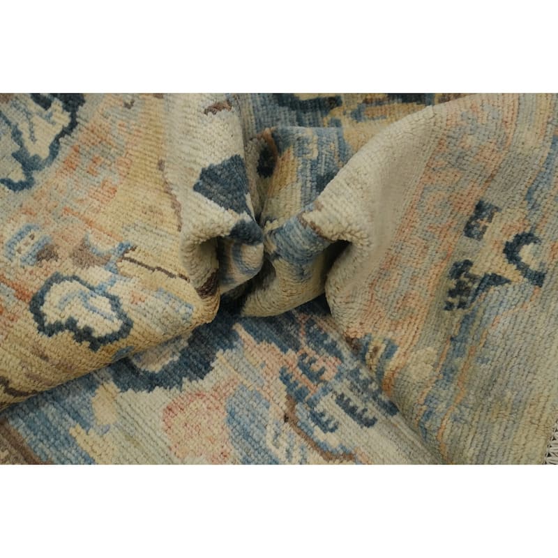 Hand Knotted Oriental 100% Wool Carpet Traditional Floral Multi-Colored Art Deco Runner Rug - 14' 3'' X 4' 8''