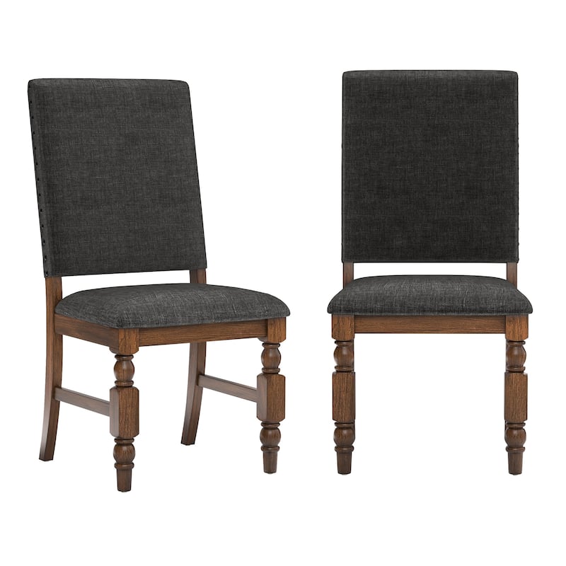 Lubeck Nailhead Upholstered Dining Chairs (Set of 2) - Dark Grey