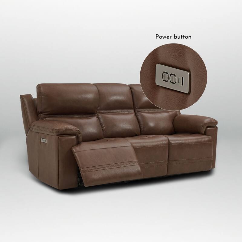 Genuine Leather Dual Power Sofa with Zero Gravity, Adjustable Headrest, Footrest, USB/Type-C