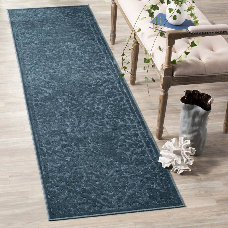 SAFAVIEH Paradise Kibariye Modern Viscose Rug - 2'2" x 8' Runner - Navy - Runner
