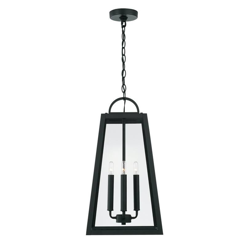 Leighton 12" 4-light Outdoor Hanging Lantern Pendant w/ Clear Glass