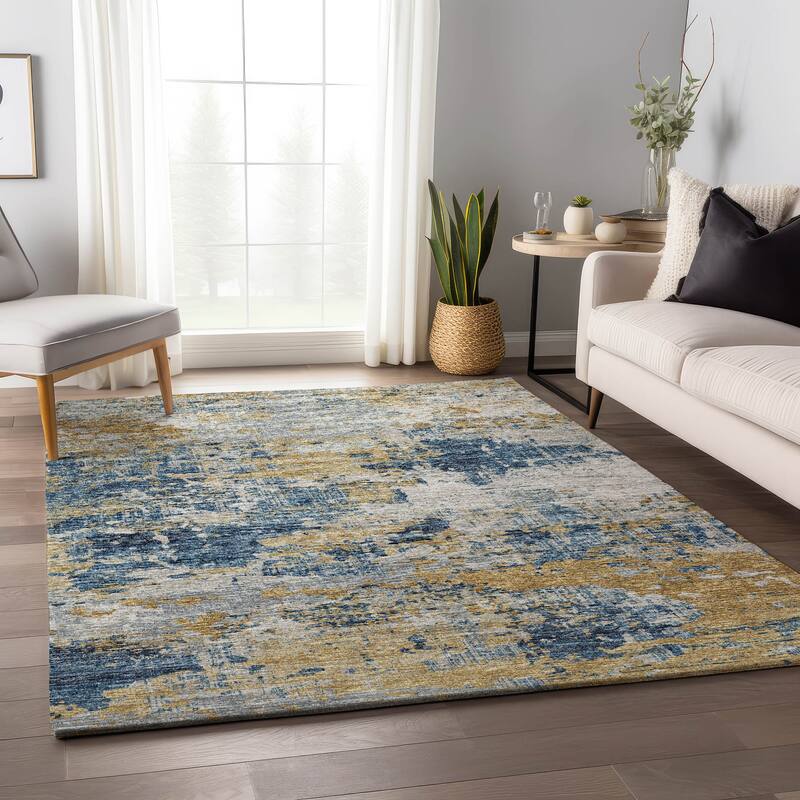 Premium Washable Super Soft Abstract Modern Mayfield Rug - Blue - 10' x 14' - Rectangle