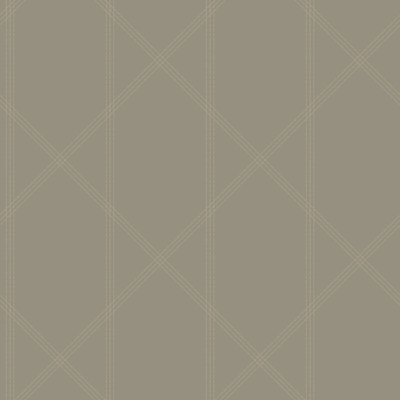 A-Street Prints Walcott Light Grey Stitched Trellis Wallpaper
