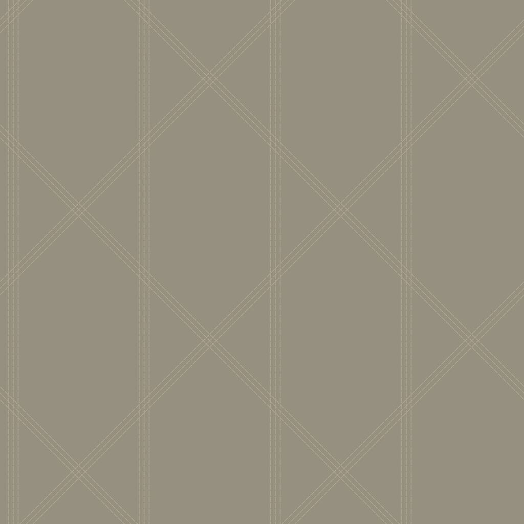 A-Street Prints Walcott Light Grey Stitched Trellis Wallpaper