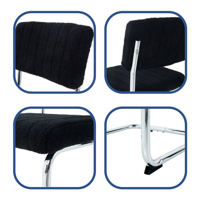 Modern Simple Light Luxury Dining Chair with Metal Leg(set of 2)