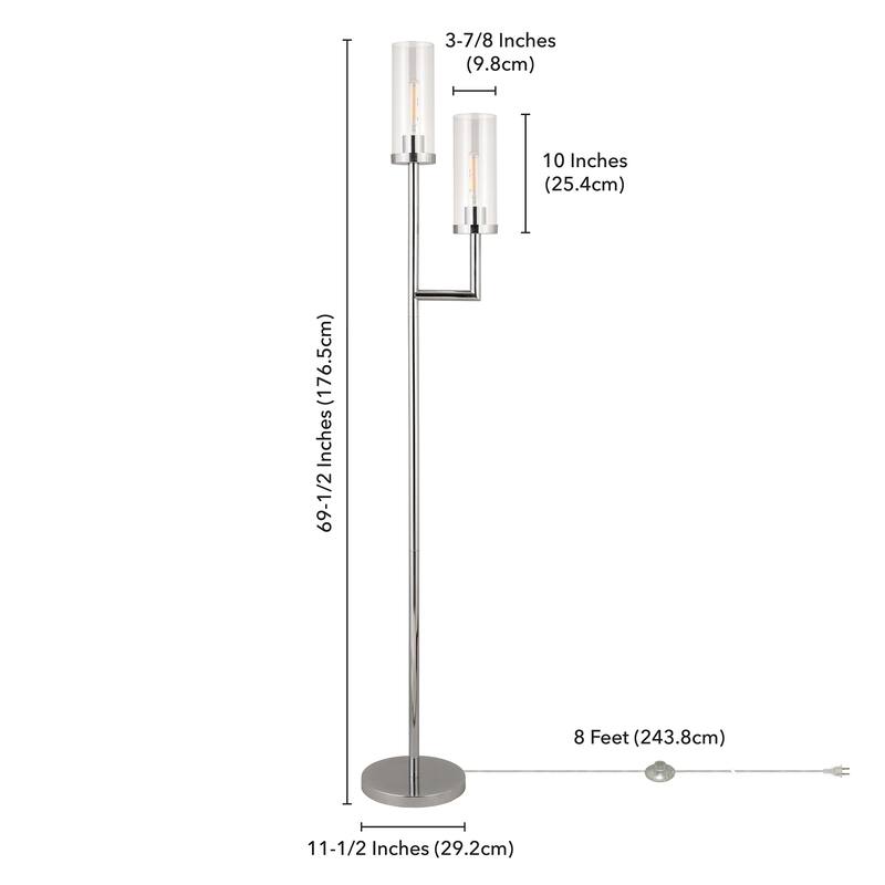 Banta Metal and Glass Double Torchiere Floor Lamp