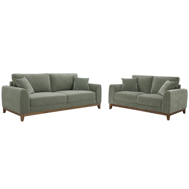 Furniture of America Lurek Mid Century Modern 2-Piece Chenille Sofa Set