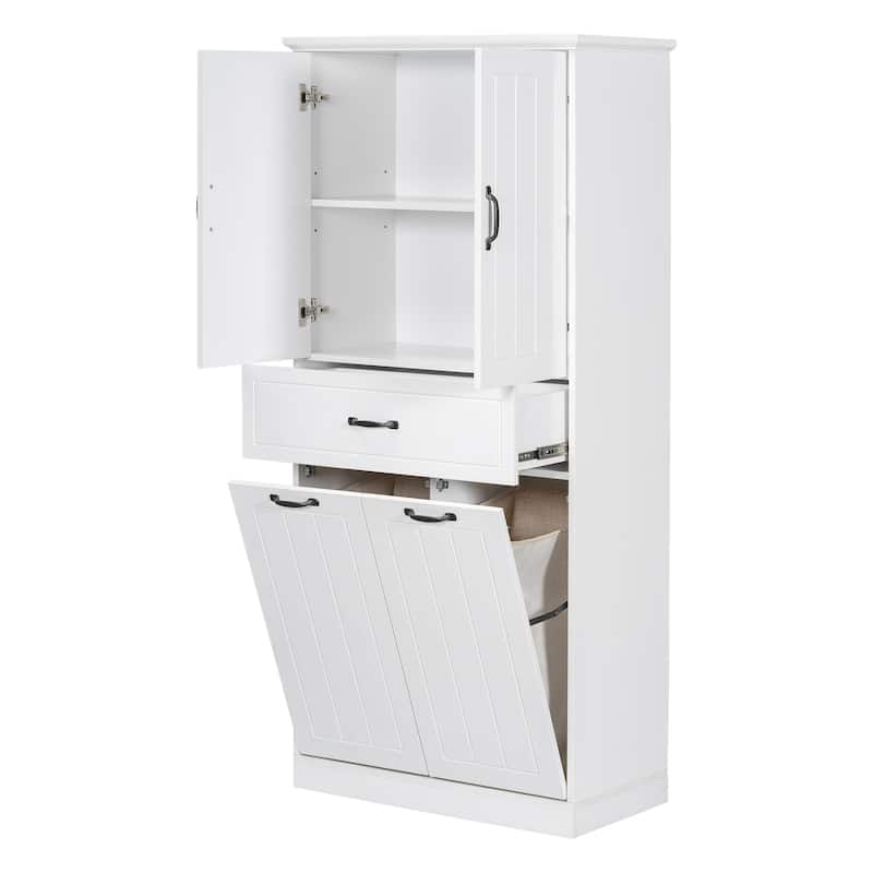 Christopher Knight Home - Everett Traditional Bathroom Storage Cabinet with Dual Laundry Baskets