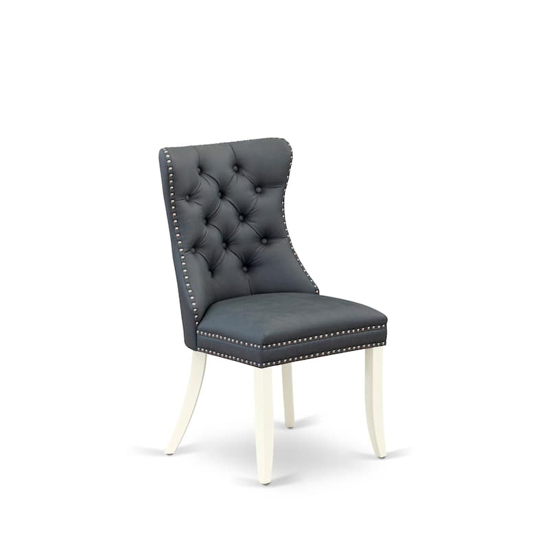 East West Furniture Dinette Set Consists of a Rectangle Kitchen Table and Upholstered Chairs, Linen White (Pieces Options)