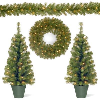 National Tree Company Holiday Promotional Ornaments Assortment with Battery-operated LED Lights, Green - 3 ft