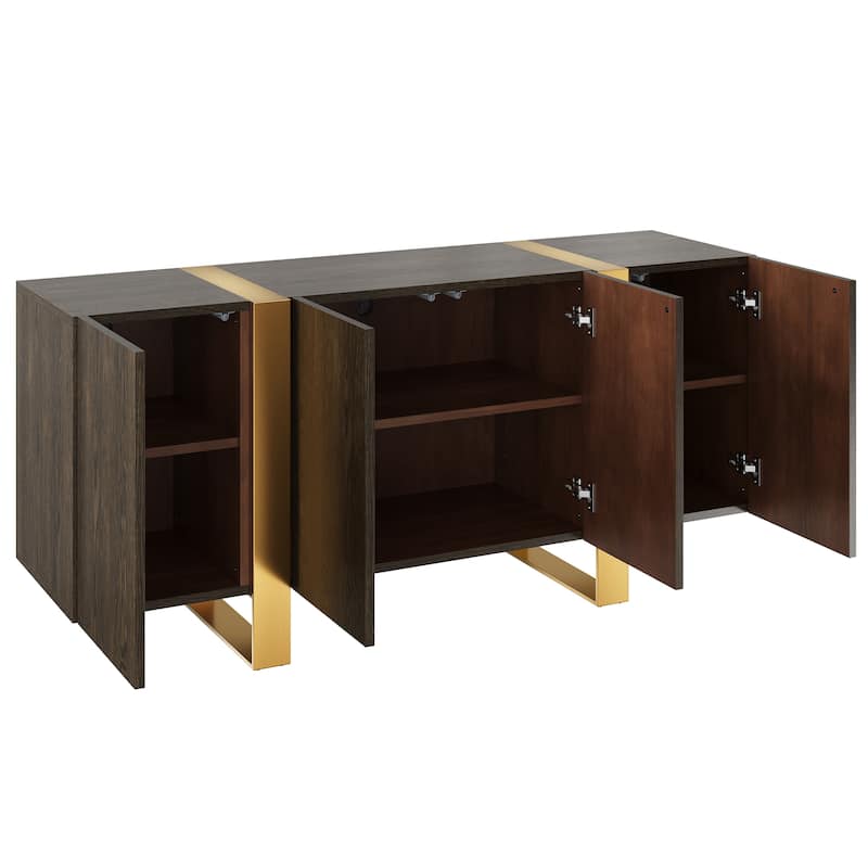 Clihome 63'' Storage TV Stand Cabinet with 4 Doors