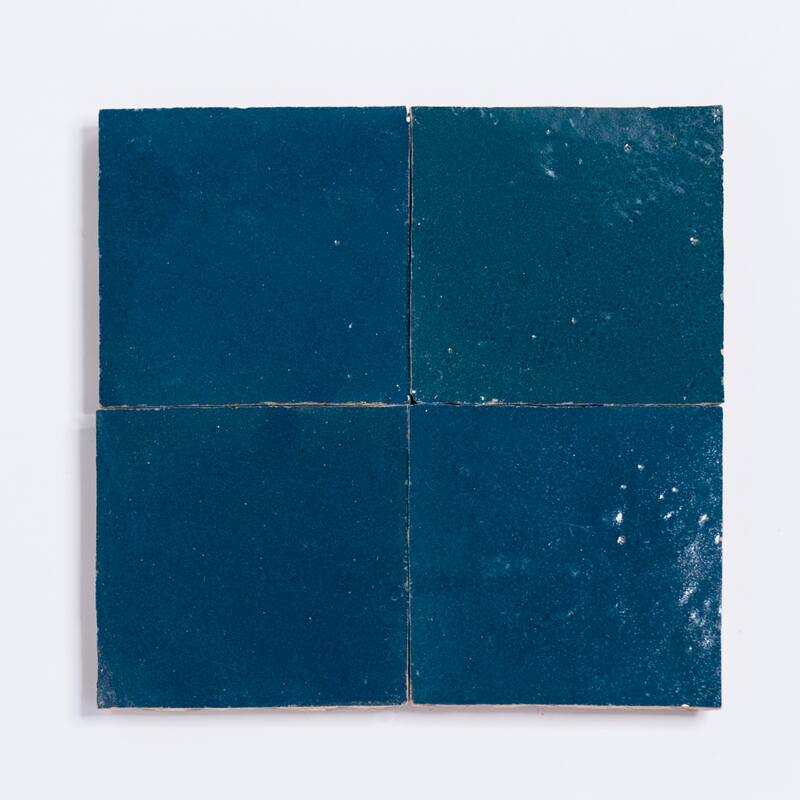 Handmade 4x4-in Moroccan Mosaic Solid Color Marine Blue