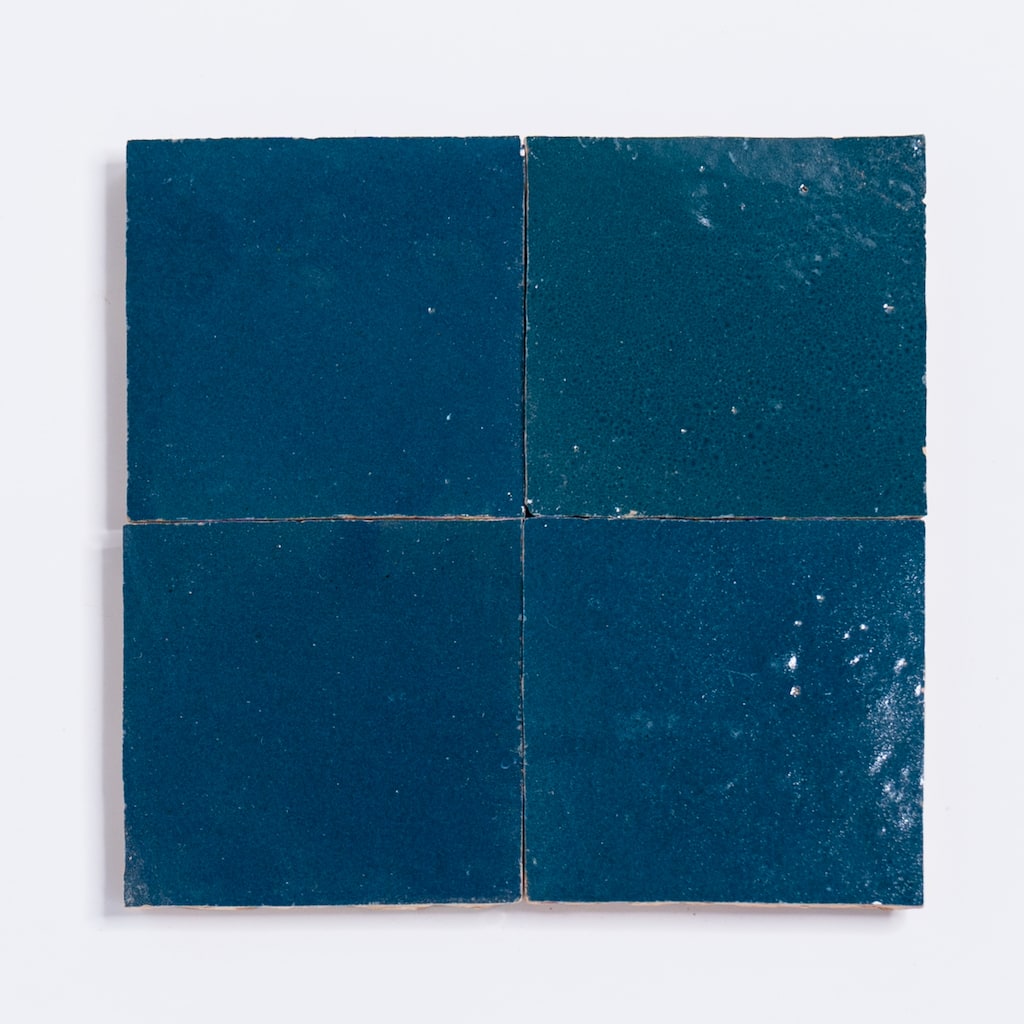 Handmade 4x4-in Moroccan Mosaic Solid Color Marine Blue