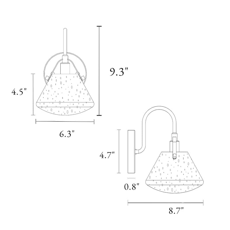 Modern Gold 1Light Bathroom Vanity Light Wall Sconce with Seeded Glass
