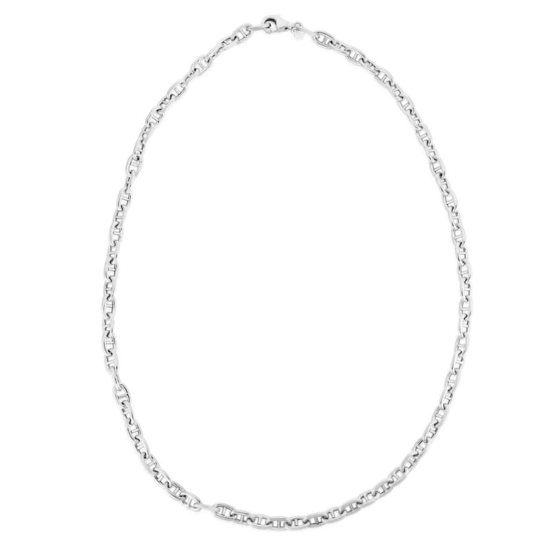 Curata 925 Sterling Silver 18" 5.9mm Polished Puffed Mariner Chain Necklace (Lobster)