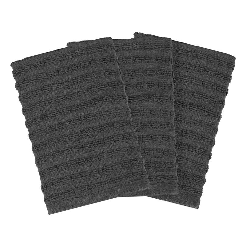 Royale Solid Graphite Cotton Dish Cloths (Set of 3)