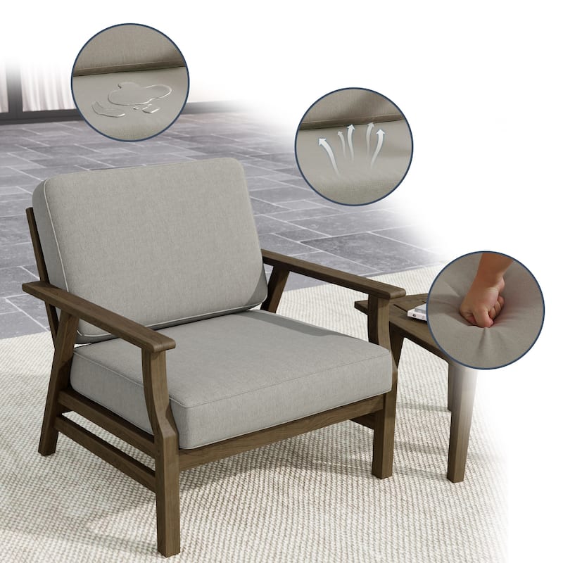 2 Set Outdoor Club Chairs with Cushions Acacia Wood Patio Chairs