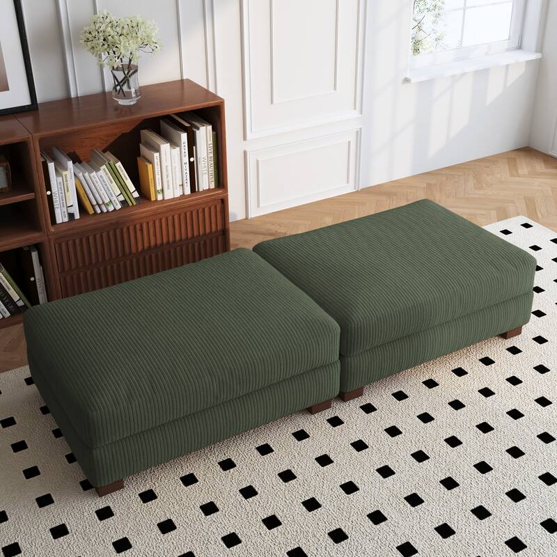 Modern Rectangular Ottoman Foot Rest Stool for Couch - Green