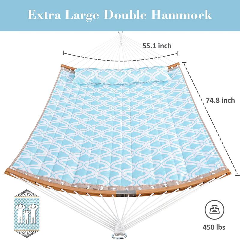 Outdoor 55 Inch 2 Person Hammock with Stand and Pillow