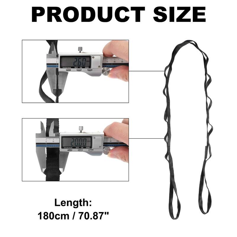 25KN Daisy Chain Yoga Extend Belt 1.8M, Climbing Straps for Exercise - 1.8M - Black