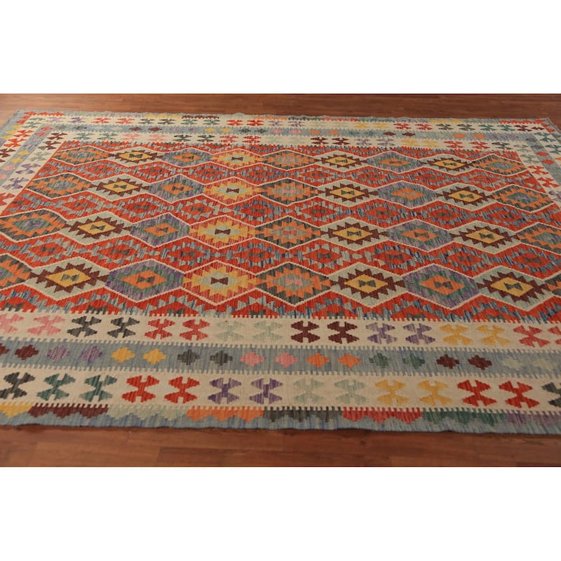 Southwestern Style Kilim Oriental Area Rug Flatweave Wool Carpet - 8'1"x 11'5"
