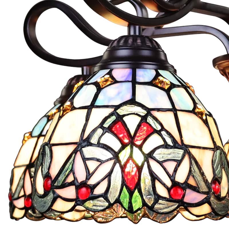 Tiffany-Style Victorian-Design 5-light Dark Bronze Pendant