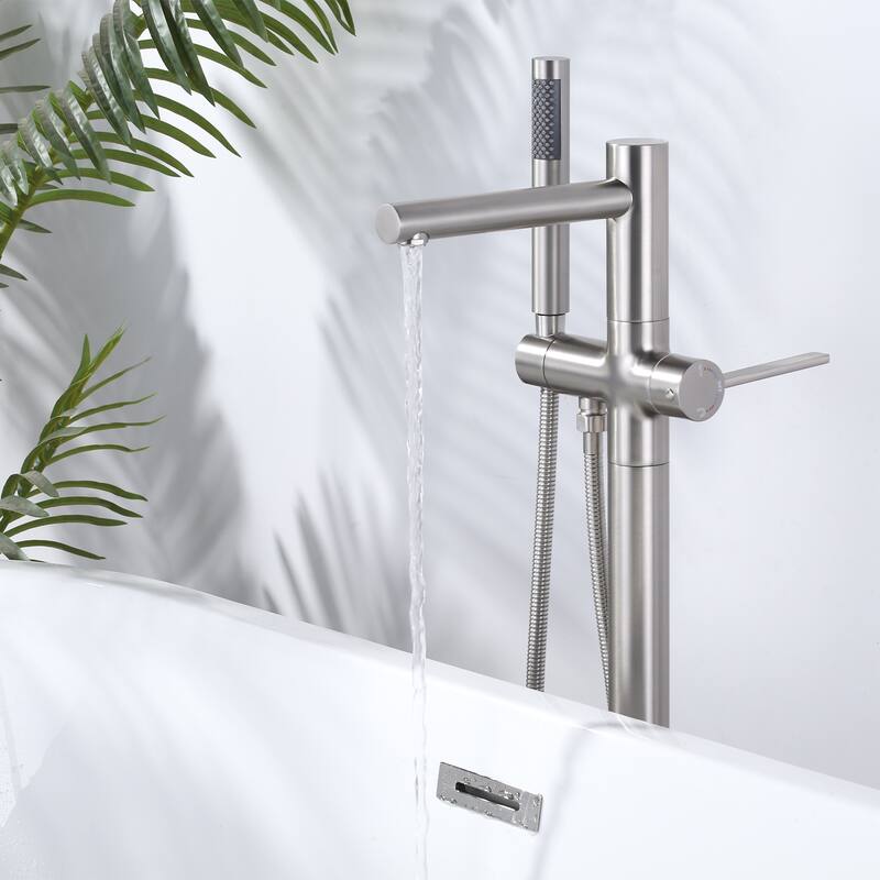 WOWOW Freestanding Bathtub Faucet with Handheld Shower in Modern