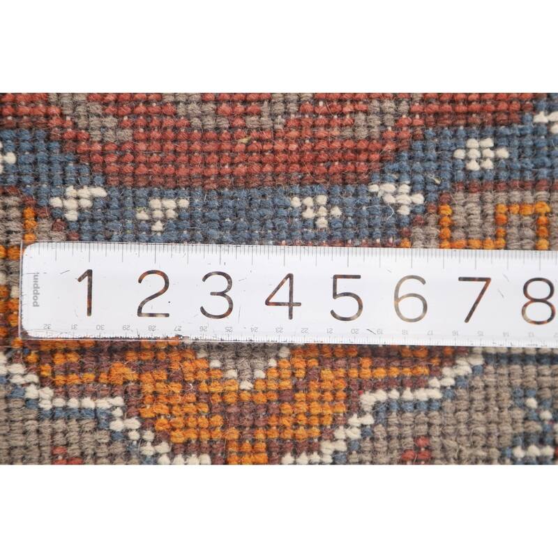 Geometric Kazak Runner Rug Handmade Wool Carpet - 2'6" x 8'2"