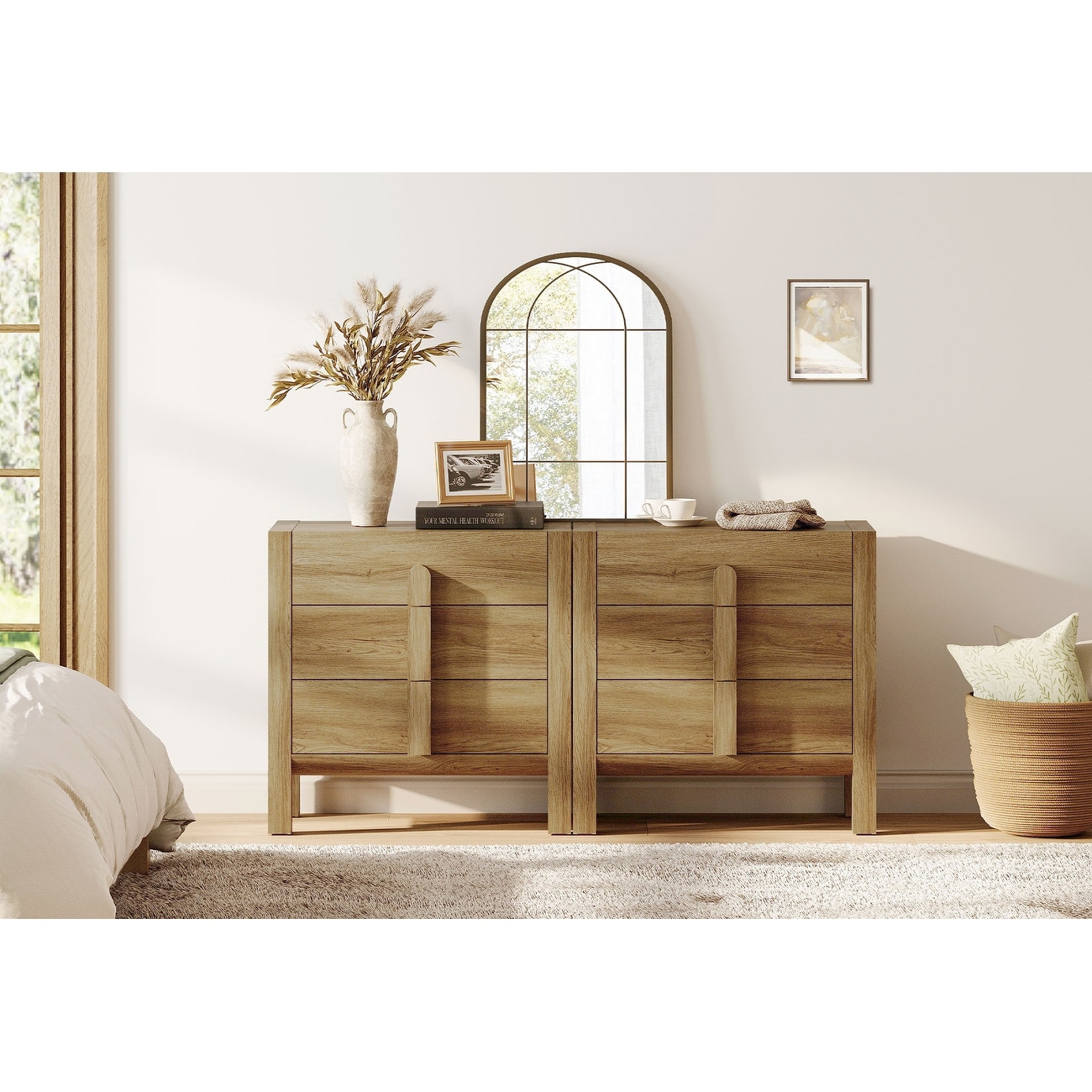 Mid-Century Modern 31.5" Dresser with Three Drawers, Wood Dresser Organizer Storage for Bedroom,Living room, Entryway
