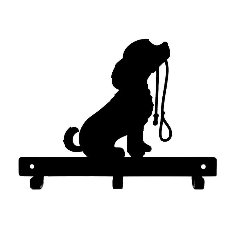 Black Matte Metal DOG Lead Wall-Mounted Towel Rack with 6 Hooks for Towels Robes and Accessories - 7.8”L x 6”H
