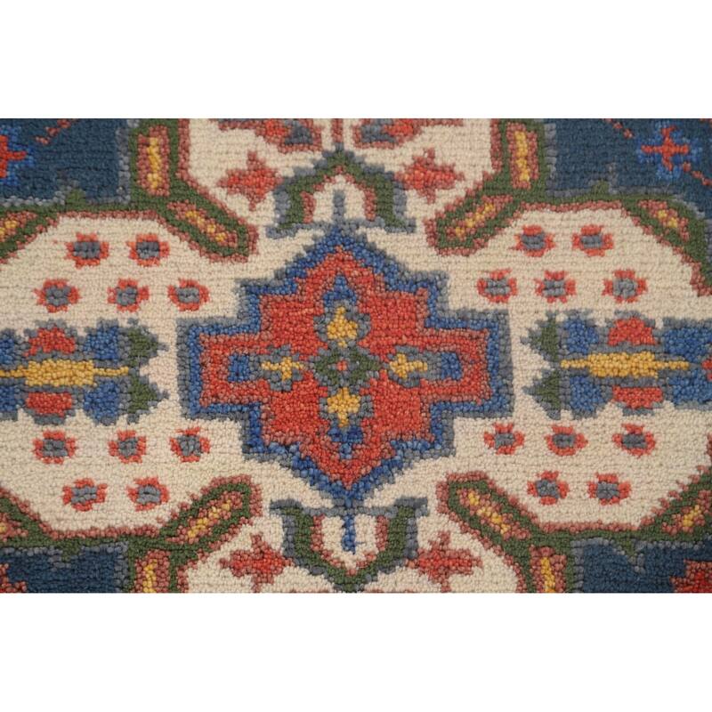 Blue Kazak Oriental Runner Rug Wool Carpet - 2'7"x 9'9"