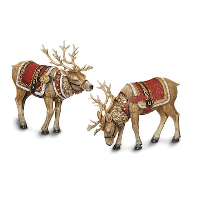 Curata Set of 2 Polyresin Christmas Reindeer