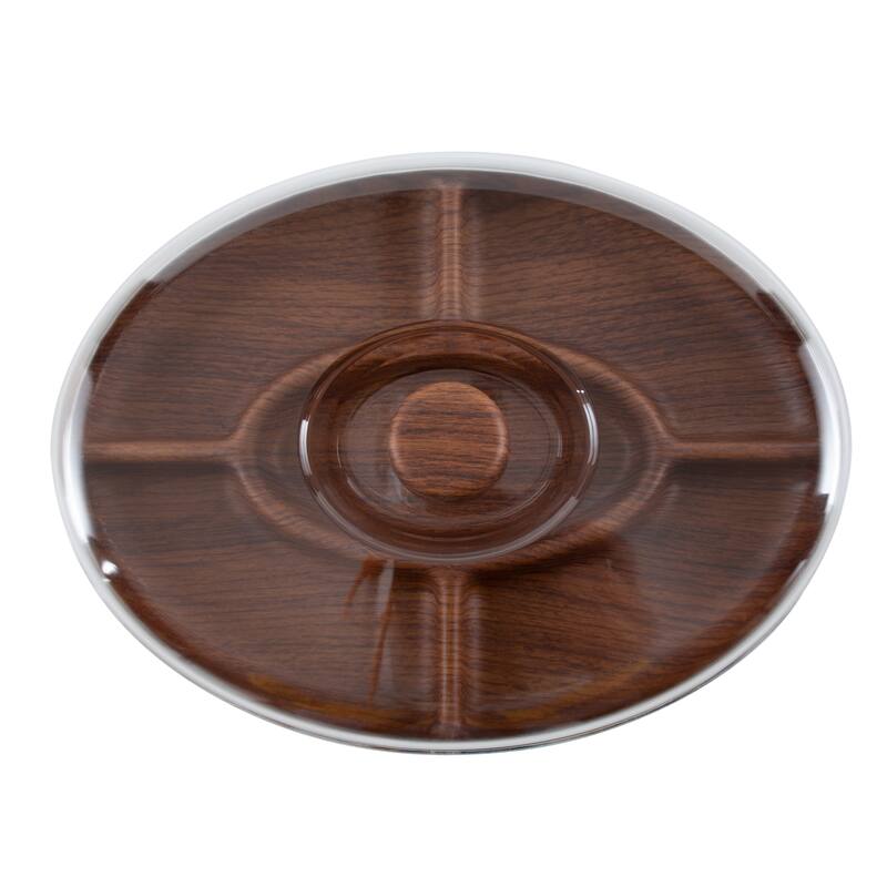 Luxe Party Wood Look 5 Section Serving Tray and Cover - 8.8"x 11.8"x 2.5"