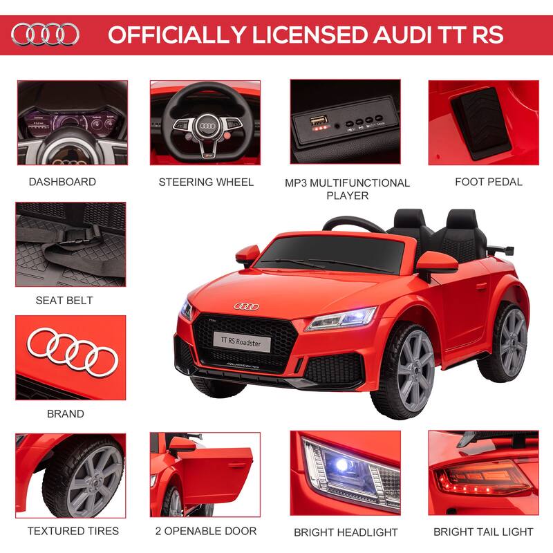 Licensed Audi TT RS 6V Kids Ride On Car with Suspension, Remote Control, Horn, Music & MP3 Player
