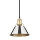 preview thumbnail 2 of 0, Yep by Golden Lighting Orwell 1-light 8in Pendant in Brushed Champagne Brass and Chrome shade - Gold