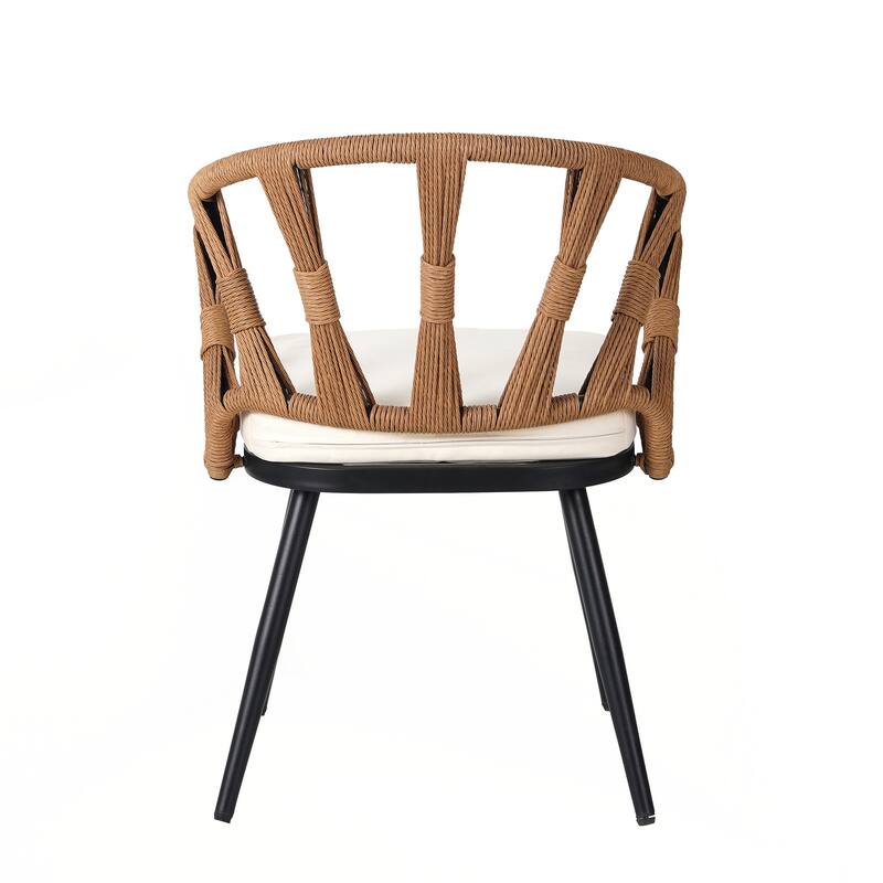 Contemporary Outdoor Set with PE Rattan Chairs and Plastic Wood Table,Suitable for Gardens and Lawns