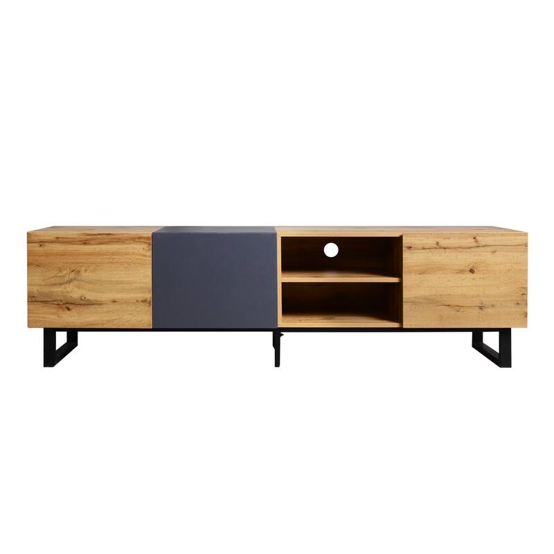 71" Media Console Table with Drop Down Doors & Open Shelves - Stylish TV Stand for Living Room & Bedroom