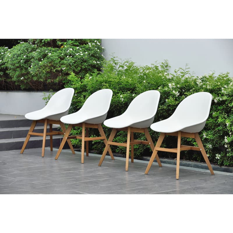 Amazonia Outdoor Hawaii 4 Piece Wood Patio Dining Chairs