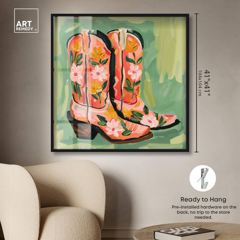 Wildflower Cowboy Boots Shadowbox by Art Remedy