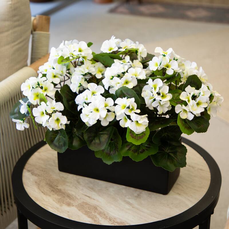 13-in UV Resistant Artificial Geranium in Rectangular Planter
