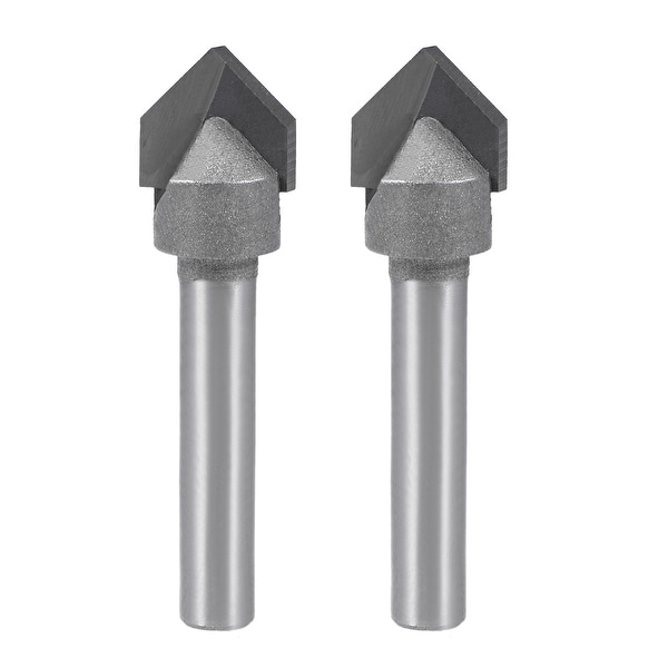 2pcs Router Bit 1/4 Shank 1/2" Dia. 90 Degrees V Type End Mill, Carbide Trimmer