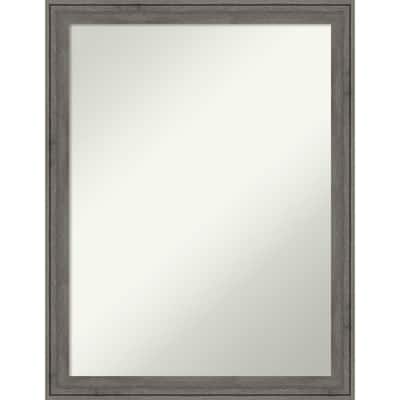 Non-Beveled Wood Bathroom Wall Mirror - Regis Barnwood Grey Narrow Frame