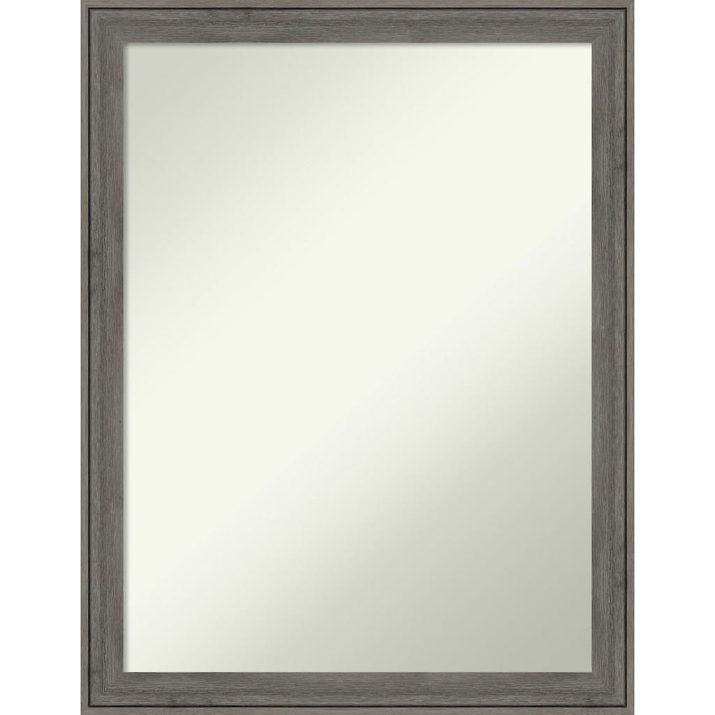 Non-Beveled Wood Bathroom Wall Mirror - Regis Barnwood Grey Narrow Frame