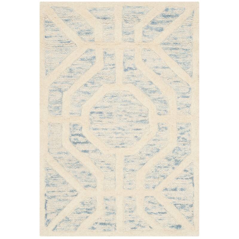 SAFAVIEH Handmade Cambridge Irmelinde Modern Wool Rug - 2' x 3' - Light Blue/Ivory
