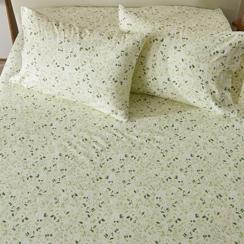 Patina Vie Maison 100% Turkish Cotton Flannel Vintage-Inspired Floral Sheet Set