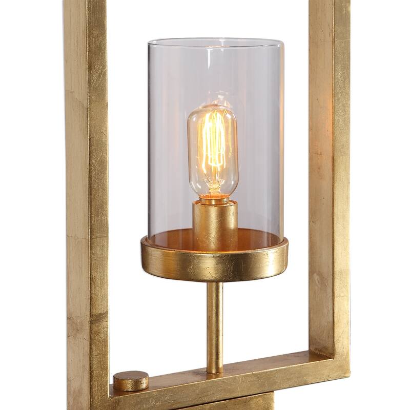 Staggered Rectangular Floor Lamp with Clear Glass Globes - 64.25" - Gold