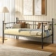 preview thumbnail 1 of 34, VECELO Roman Column Daybed 79" Iron Frame Space Saving Daybed Set with Rolling Trundle for Guest Teen Room Black or White Daybed - Black